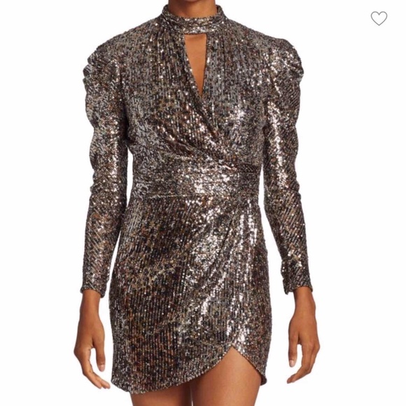 Jonathan Simkhai Mallory Sequined Long PuffSleeve Mini Dress Size 4